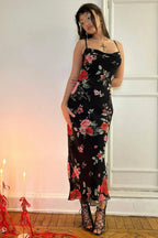Retro Floral Cami Fitted Bodycon Maxi Dress image 3