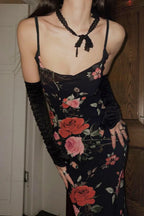 Retro Floral Cami Fitted Bodycon Maxi Dress image 4