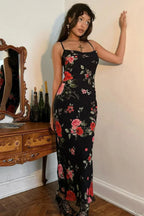 Retro Floral Cami Fitted Bodycon Maxi Dress image 2