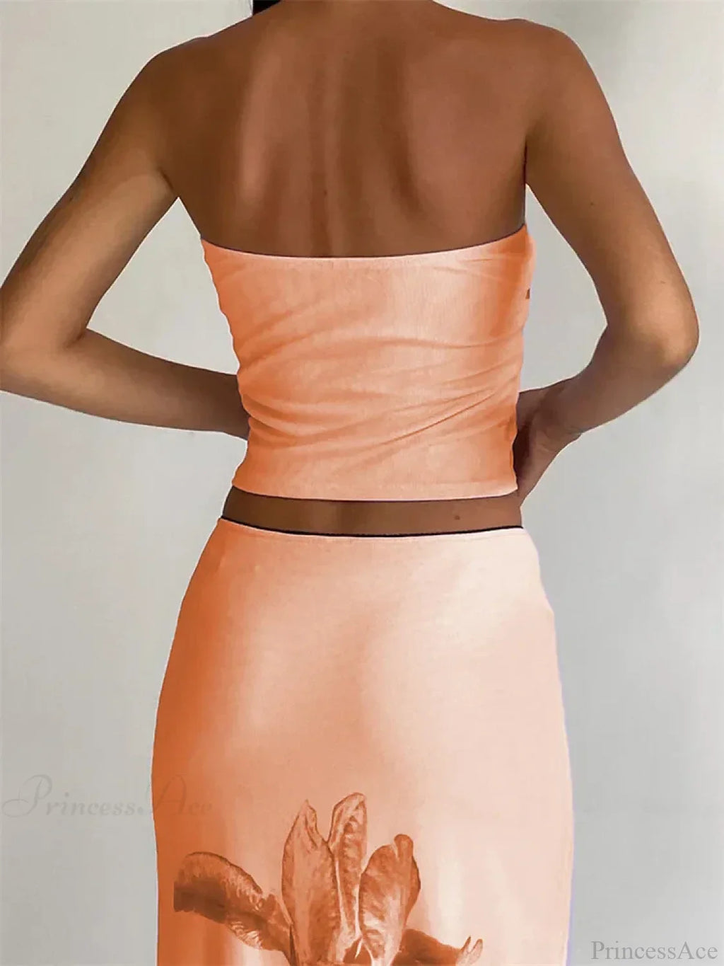 Retro Floral Strapless Backless Party Crop Top image 2