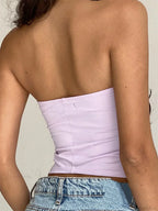 Retro Floral Strapless Backless Party Crop Top image 4