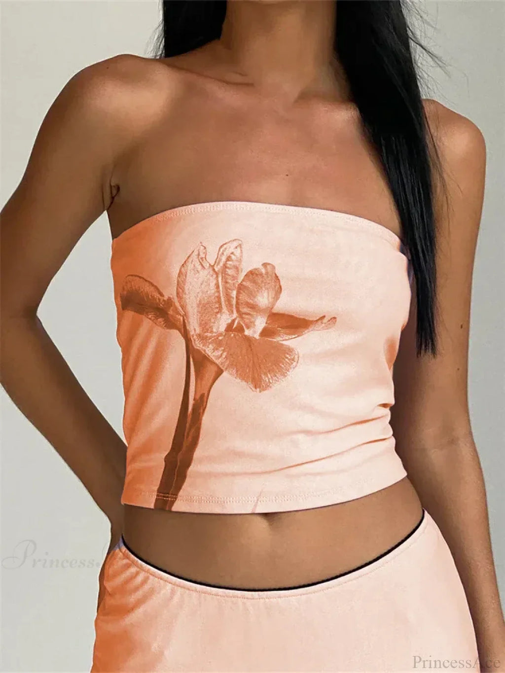 Retro Floral Strapless Backless Party Crop Top image 1