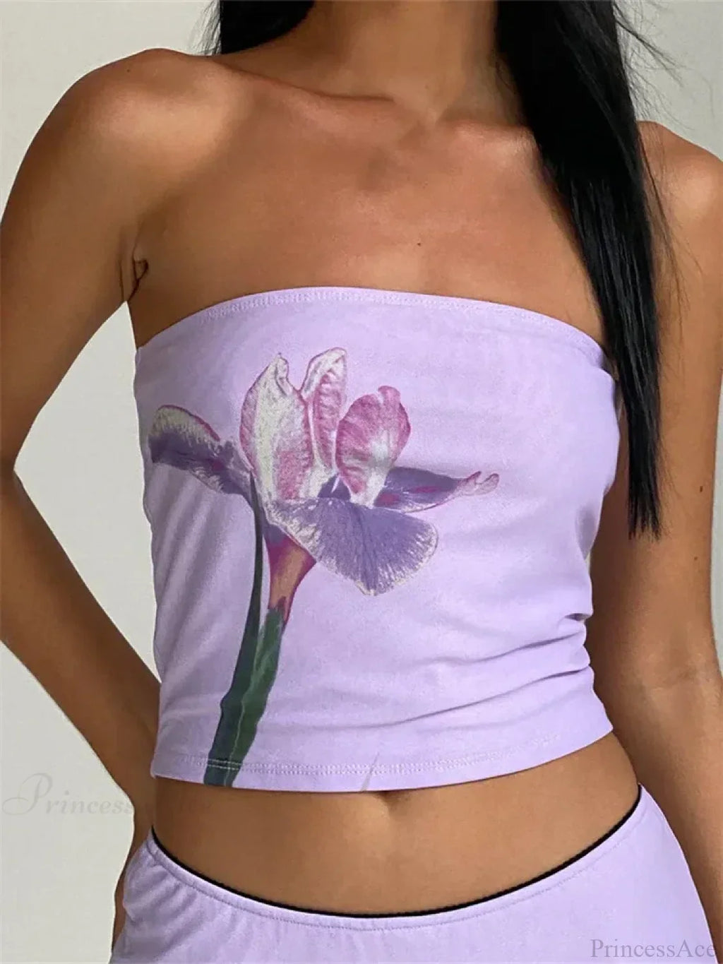Retro Floral Strapless Backless Party Crop Top image 5