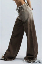 Retro Frayed Waist Ombre Straight Wide Leg Jeans image 5