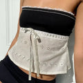 Retro Lace Trim Strapless Tube Crop Top image 6