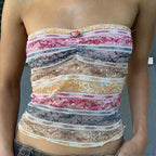 Retro Lace Trim Strapless Tube Crop Top image 8