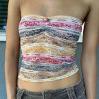 Retro Lace Trim Strapless Tube Crop Top image 5