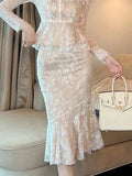 Retro Lace Wrap Ruffle High Waist Fishtail Skirt image 1