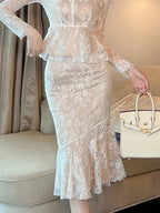Retro Lace Wrap Ruffle High Waist Fishtail Skirt image 1