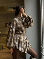 Retro Lapel Loose Bishop Sleeve Blouse image 9