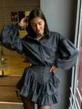 Retro Lapel Loose Bishop Sleeve Blouse image 7
