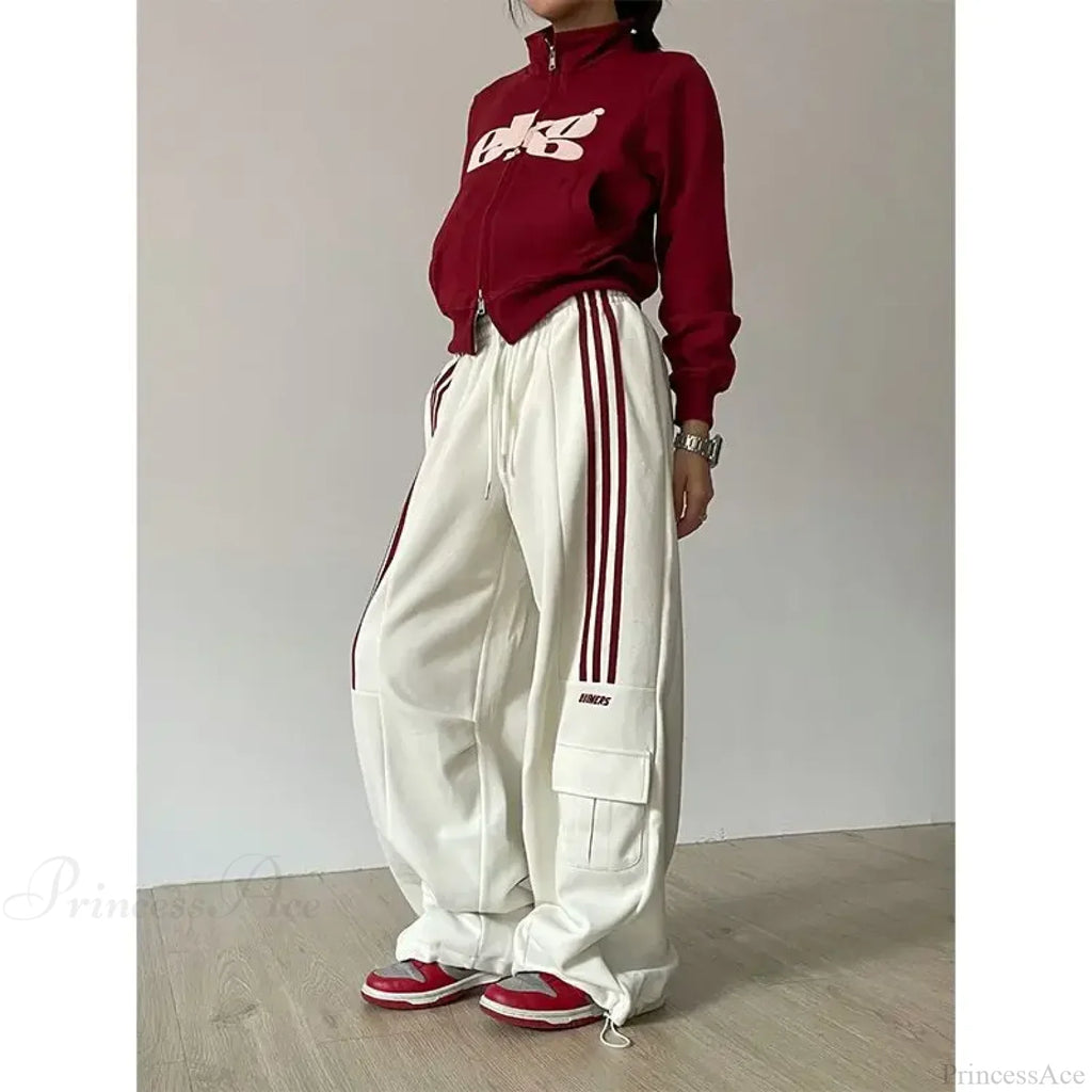 Retro Lazy Stripes Wide Leg Pants image 4