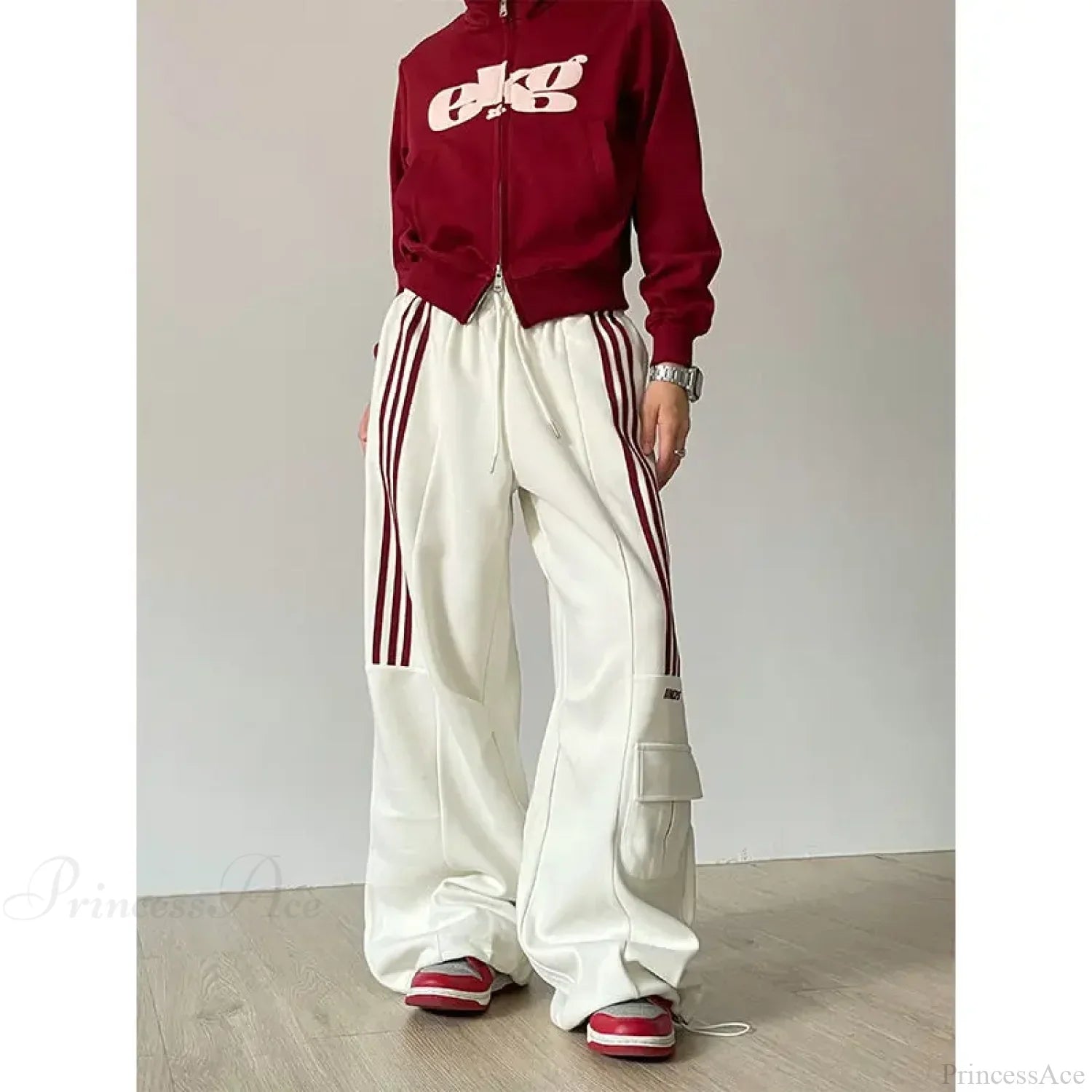 Retro Lazy Stripes Wide Leg Pants image 3
