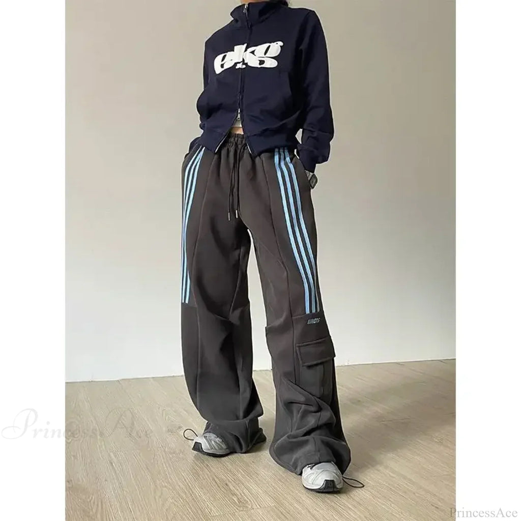 Retro Lazy Stripes Wide Leg Pants image 6