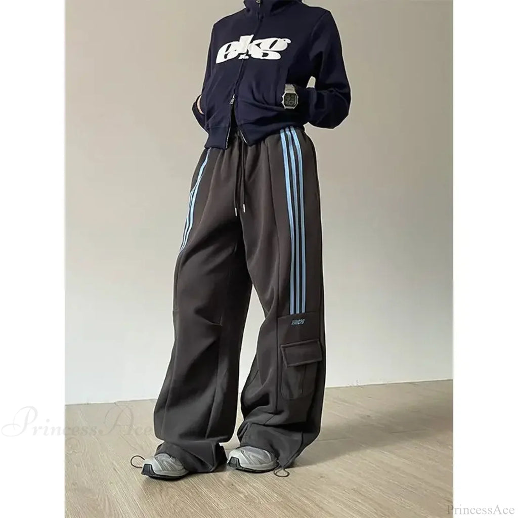 Retro Lazy Stripes Wide Leg Pants image 5