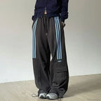 Retro Lazy Stripes Wide Leg Pants image 2