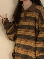 Retro Lazy Style Striped Loose Sweater image 5