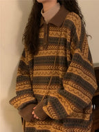 Retro Lazy Style Striped Loose Sweater image 6