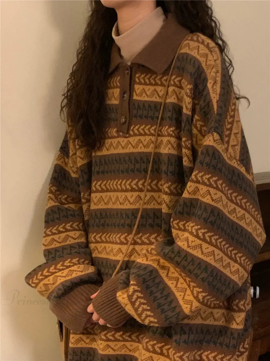 Retro Lazy Style Striped Loose Sweater image 6