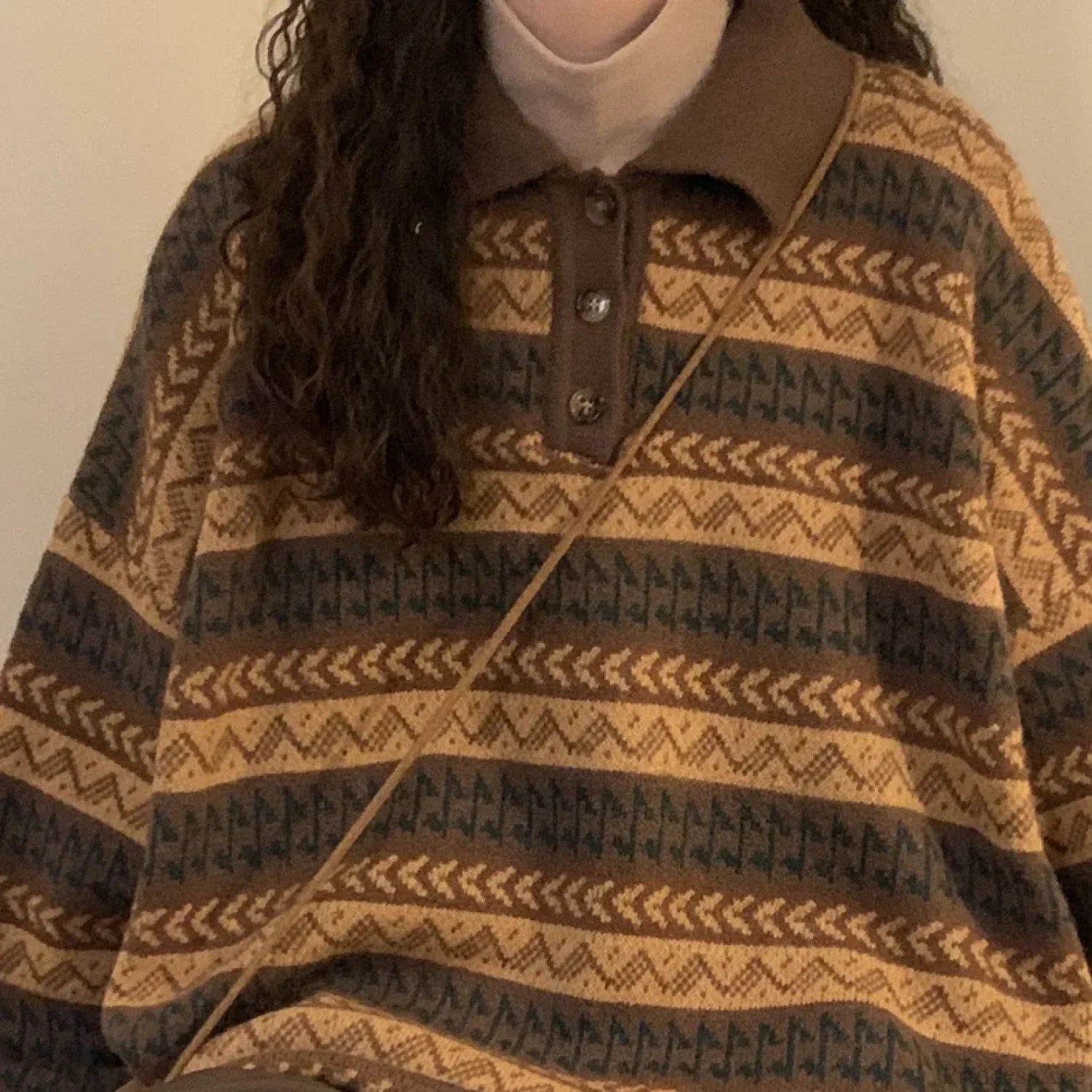 Retro Lazy Style Striped Loose Sweater image 7