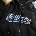 Retro Letter Print Baggy Hoody Jacket image 10