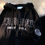 Retro Letter Print Baggy Hoody Jacket image 13