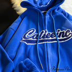 Retro Letter Print Baggy Hoody Jacket image 11