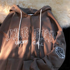 Retro Letter Print Baggy Hoody Jacket image 14