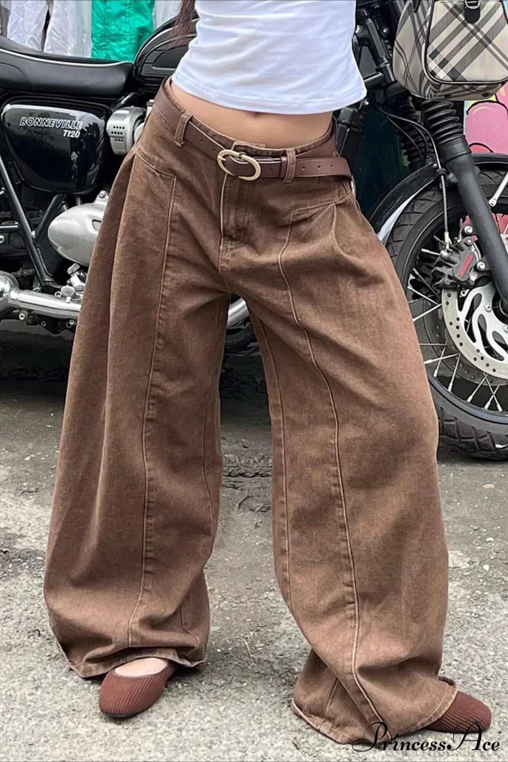 Retro Maillard Distressed Wide Leg Floor Jeans image 2