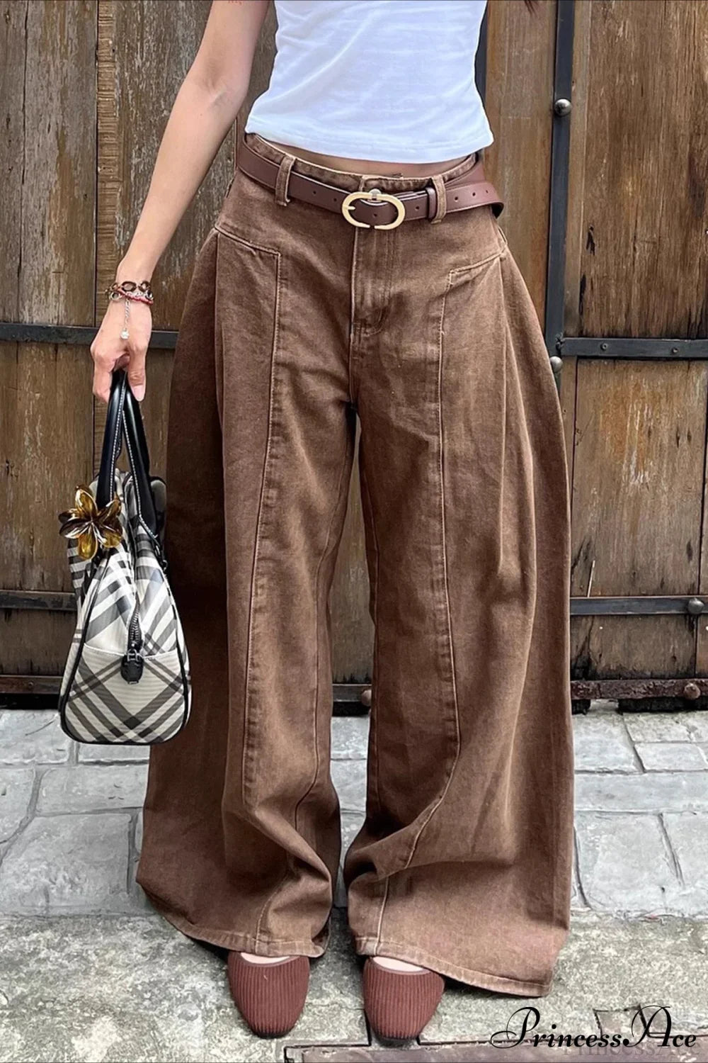 Retro Maillard Distressed Wide Leg Floor Jeans image 1