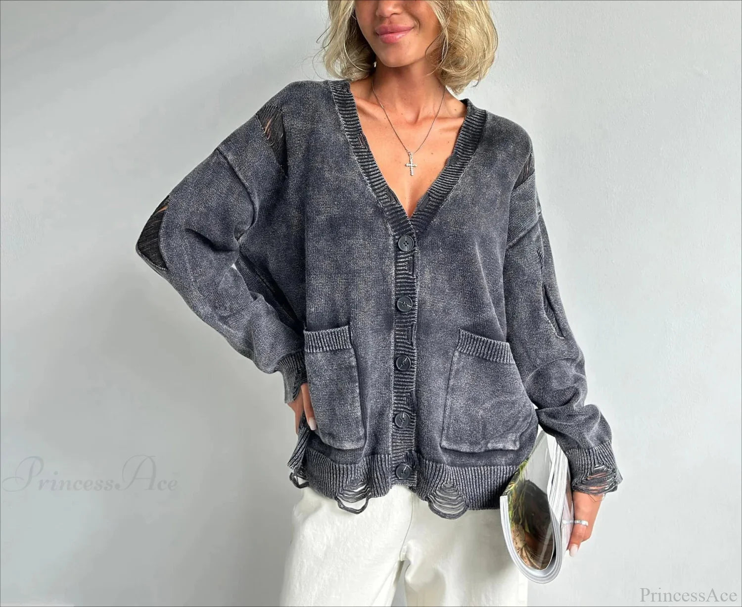 Retro Oversized Soft Button Knitted Cardigan image 1