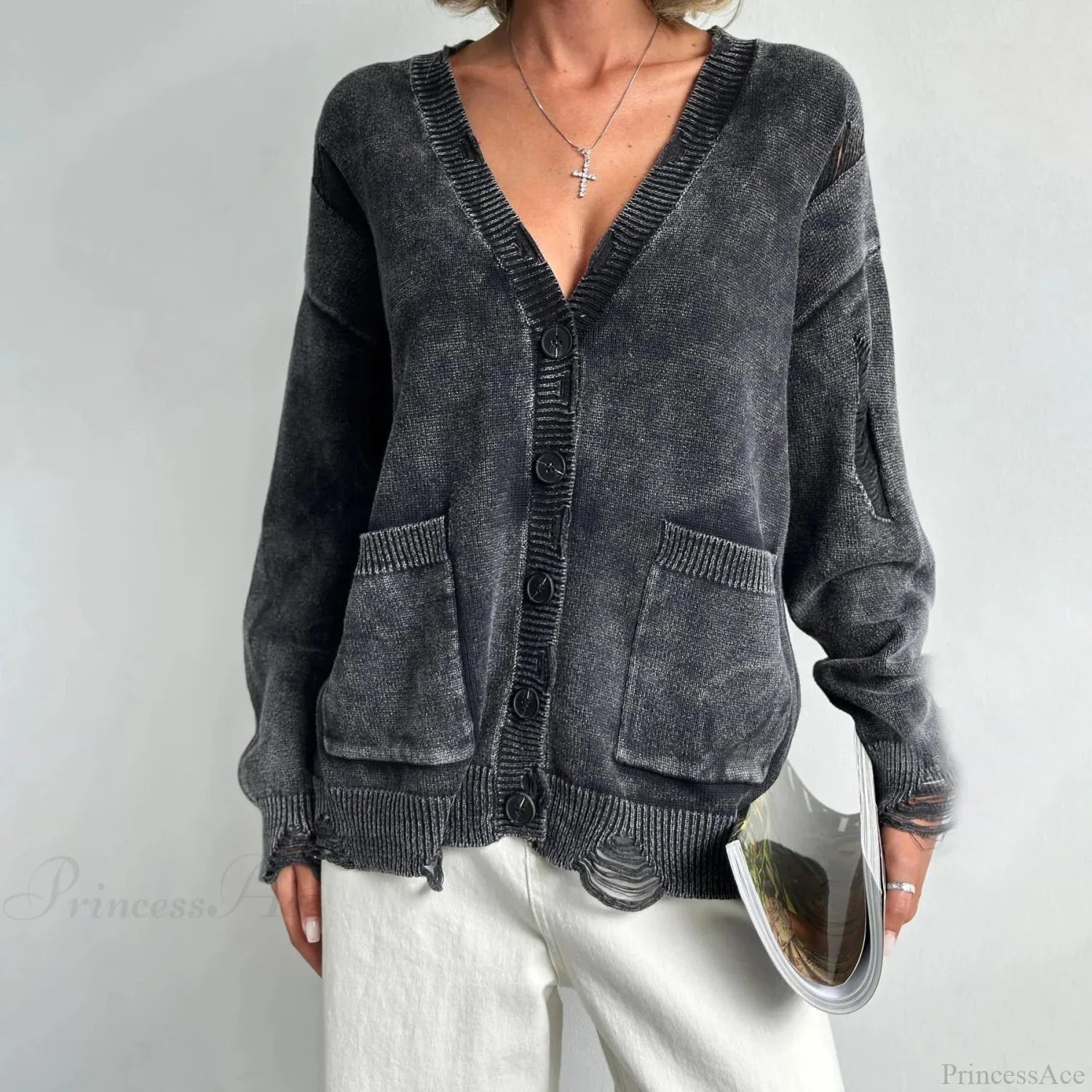Retro Oversized Soft Button Knitted Cardigan image 3