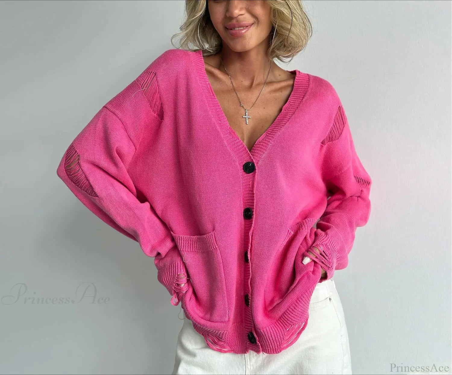 Retro Oversized Soft Button Knitted Cardigan image 2