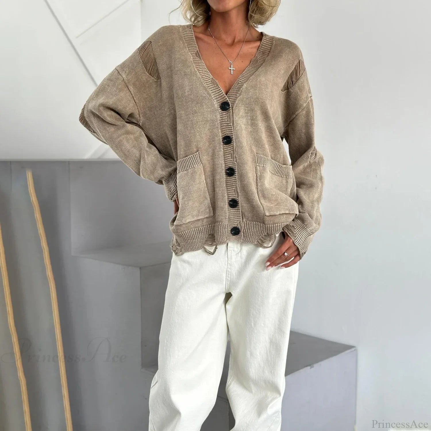 Retro Oversized Soft Button Knitted Cardigan image 5