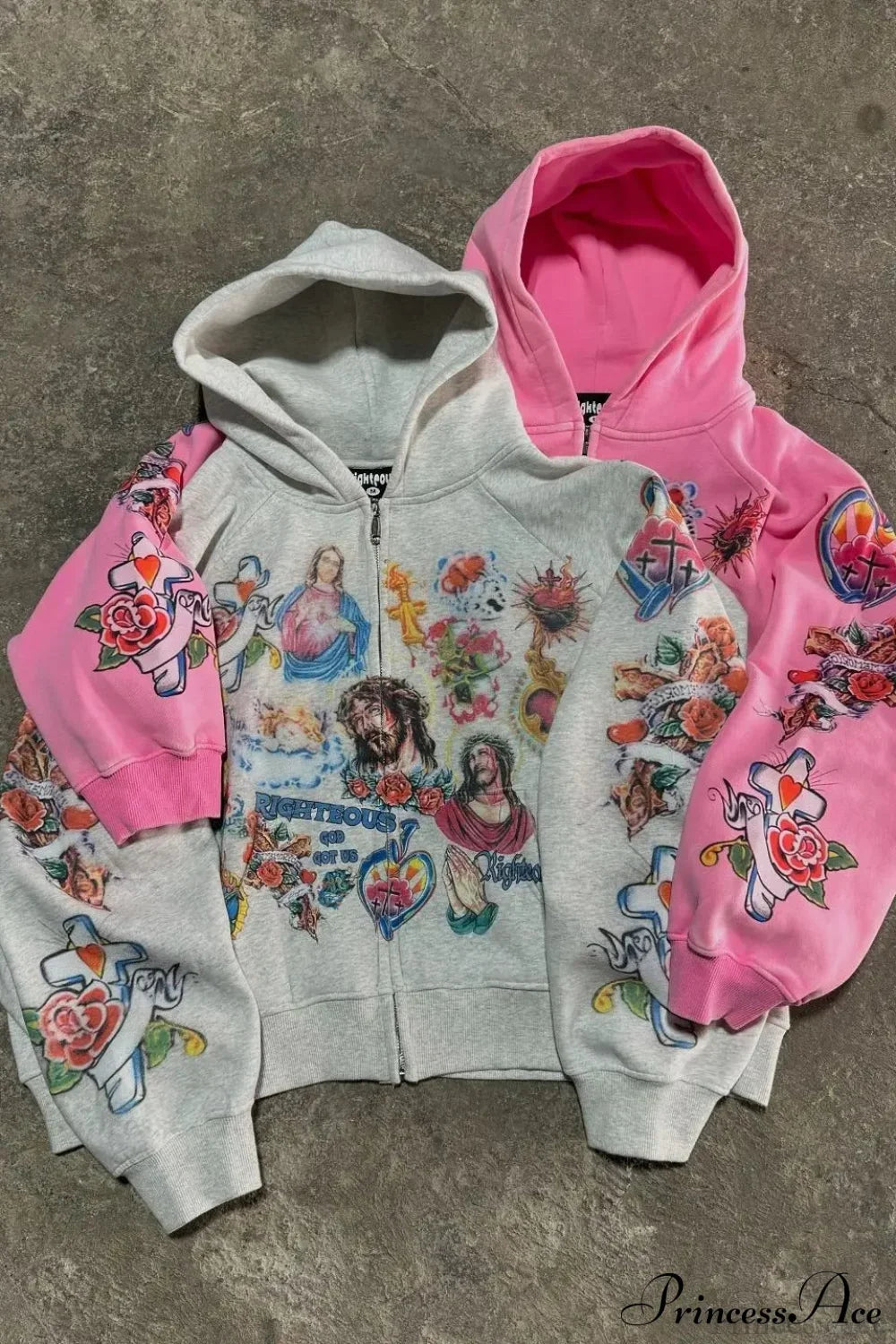 Retro Pattern Printed Loose Hoodie image 4