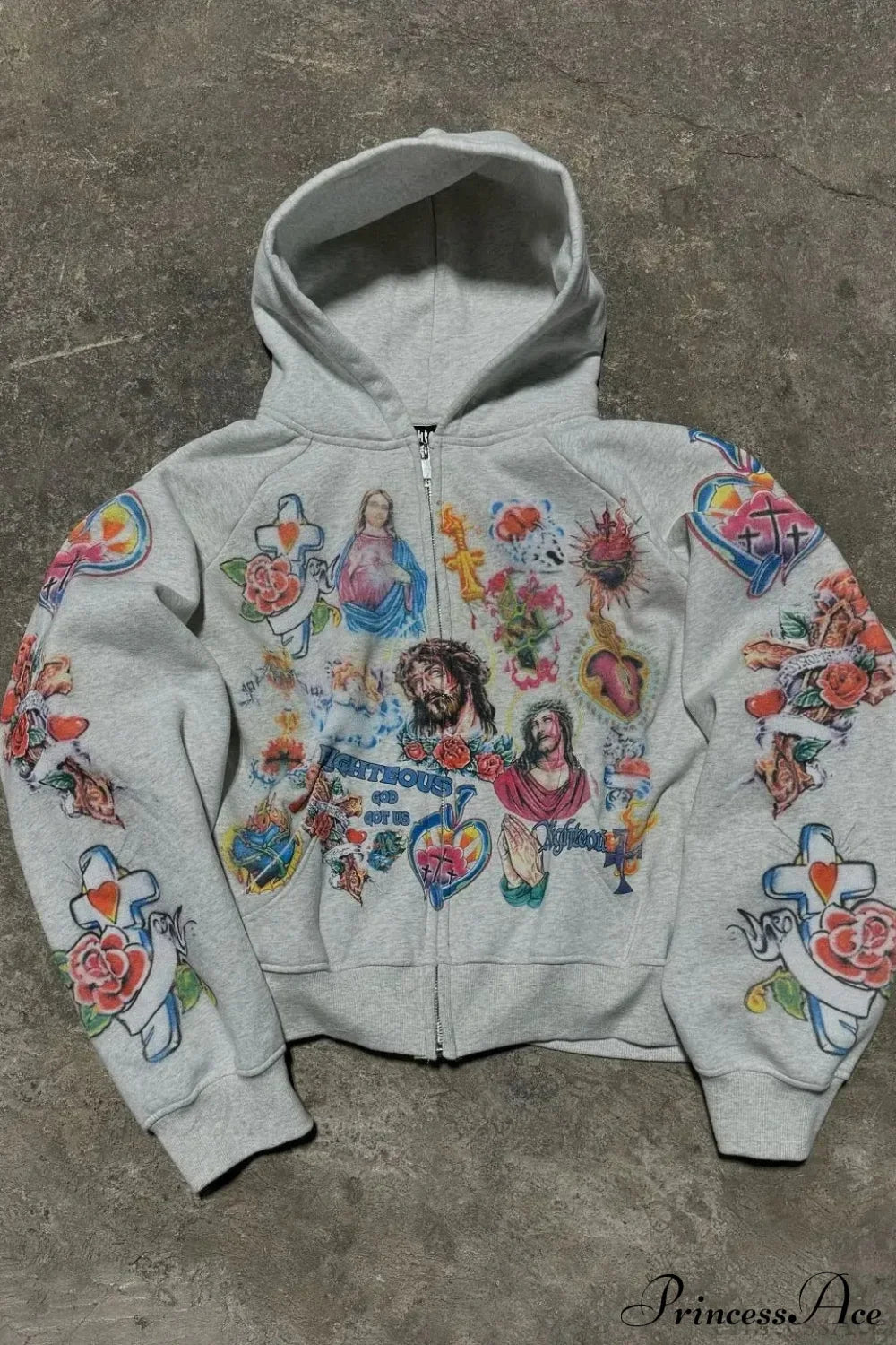 Retro Pattern Printed Loose Hoodie image 1