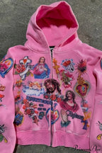 Retro Pattern Printed Loose Hoodie image 2