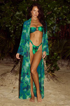 Retro Print Lace-up Backless Three Piece Swimsuit image 2