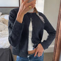 Retro Round Neck Long Sleeve Knit Cardigan image 5
