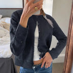 Retro Round Neck Long Sleeve Knit Cardigan image 5