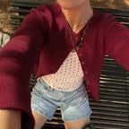 Retro Round Neck Long Sleeve Knit Cardigan image 3
