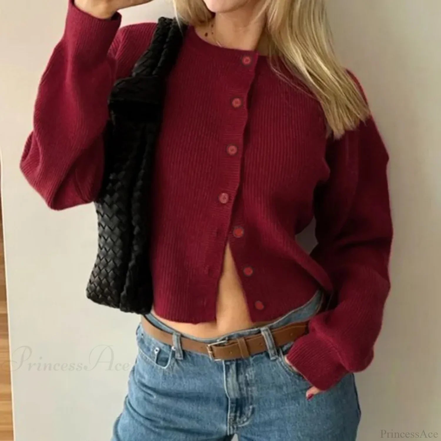 Retro Round Neck Long Sleeve Knit Cardigan image 1