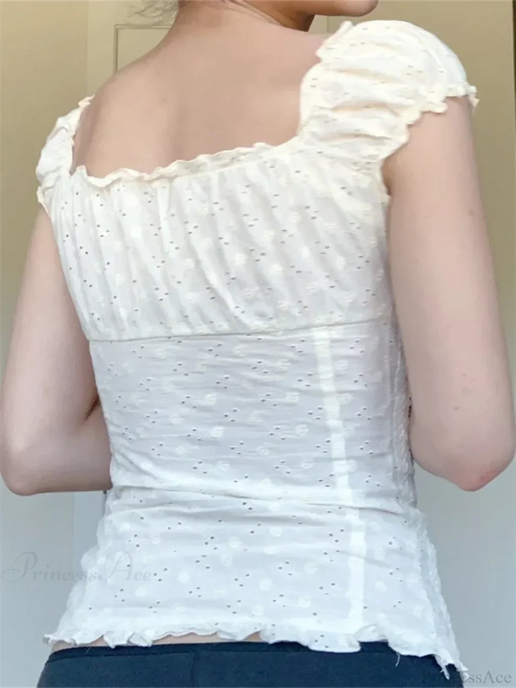 Retro Square Neck Button Down Short Sleeve Blouse image 4