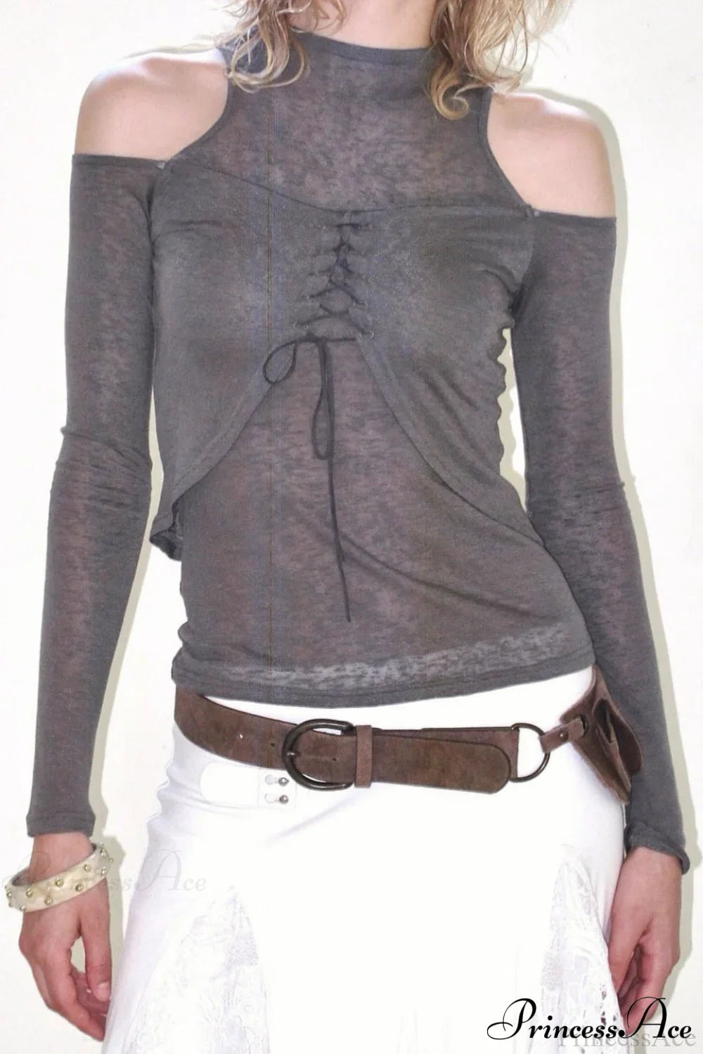 Retro Streetwear Off-Shoulder Turtleneck Long-Sleeve Knit Top image 3