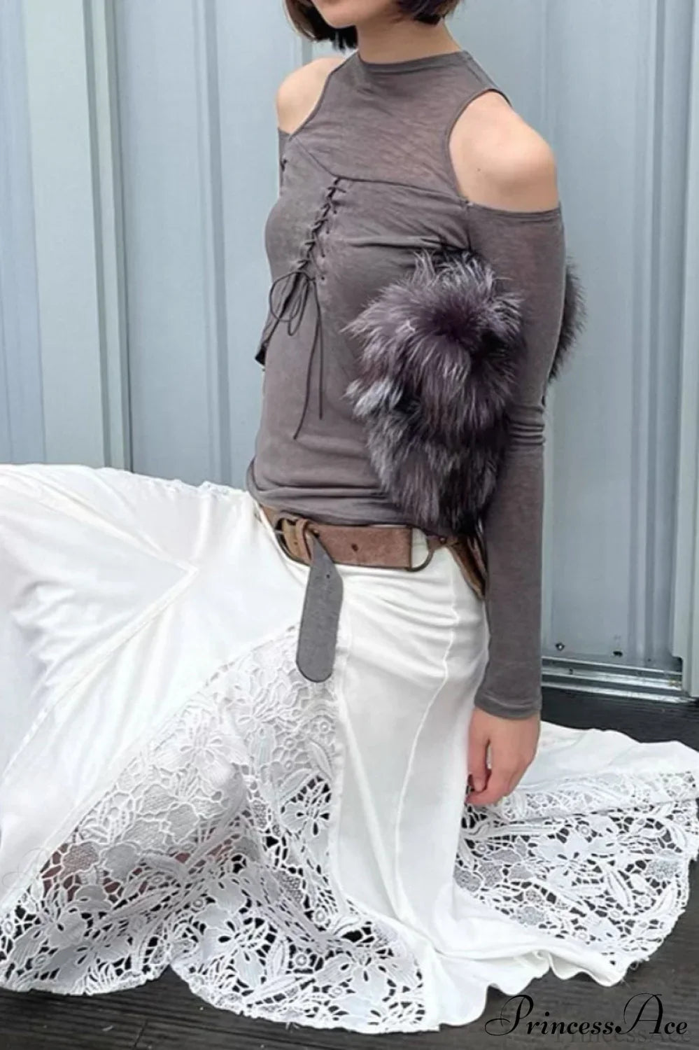 Retro Streetwear Off-Shoulder Turtleneck Long-Sleeve Knit Top image 7