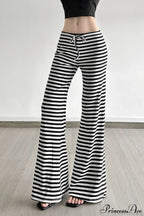 Retro Striped Bootcut Knit Pants image 7