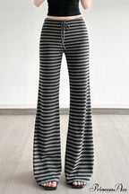 Retro Striped Bootcut Knit Pants image 1