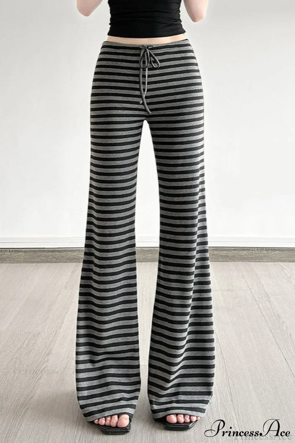 Retro Striped Bootcut Knit Pants image 1