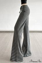 Retro Striped Bootcut Knit Pants image 3