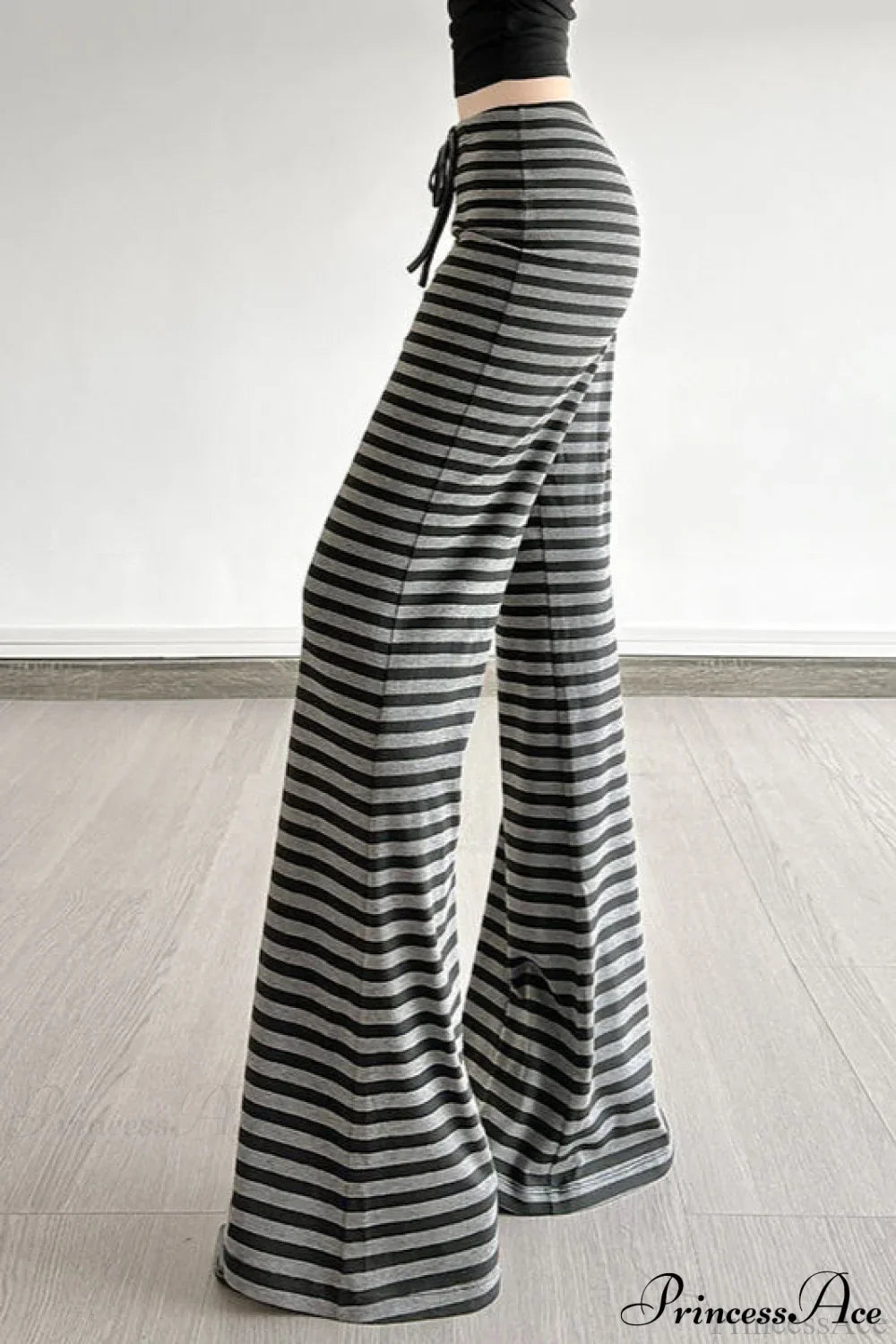 Retro Striped Bootcut Knit Pants image 3